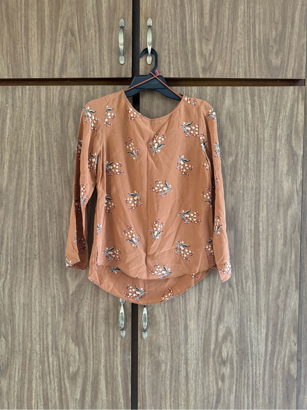 Mossimo Dutti Women’s Long-Sleeve Floral Blouse in Rust